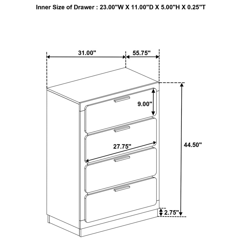 Caraway 4-drawer Bedroom Chest Black - 224785