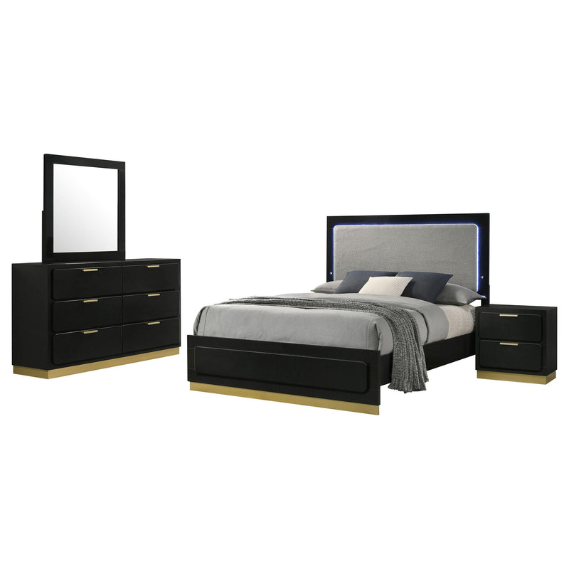 Caraway 4-piece Eastern King Bedroom Set Black - 224781KE-S4