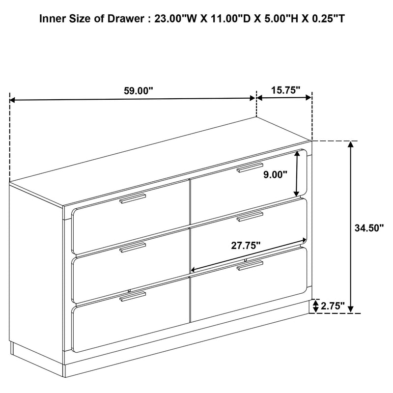 Caraway 6-drawer Dresser Black - 224783