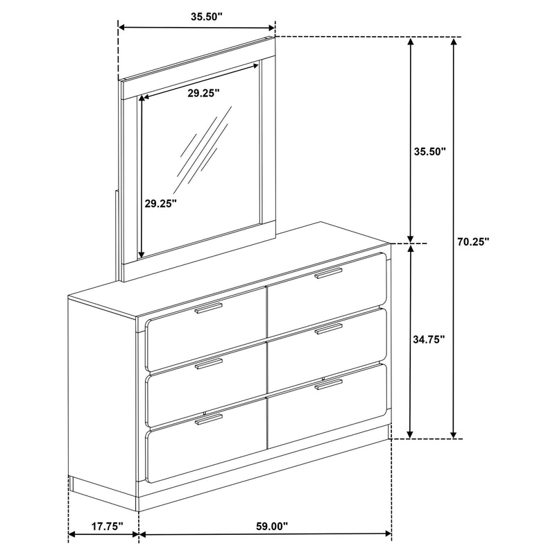 Caraway 6-drawer Dresser with Mirror Black - 224783M