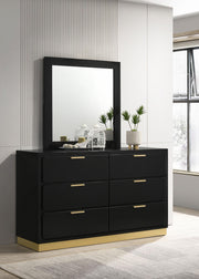 Caraway 6-drawer Dresser with Mirror Black - 224783M