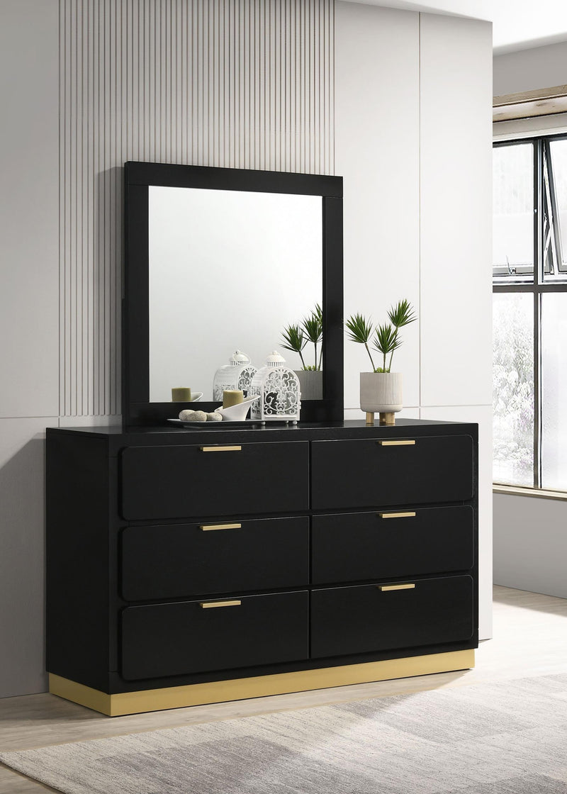 Caraway 6-drawer Dresser with Mirror Black - 224783M
