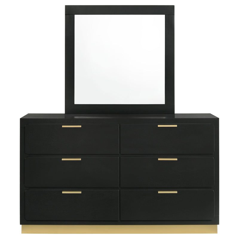 Caraway 6-drawer Dresser with Mirror Black - 224783M