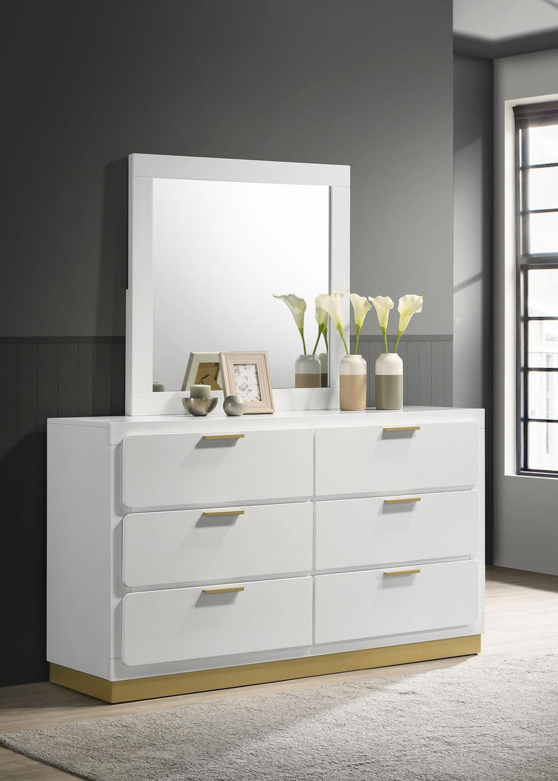 Caraway 6-drawer Dresser with Mirror White - 224773M