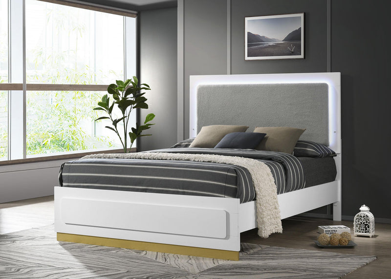 Caraway Wood California King LED Panel Bed White - 224771KW
