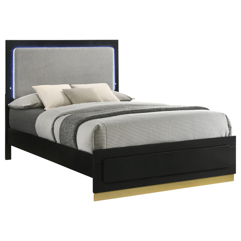 Caraway Wood Eastern King LED Panel Bed Black - 224781KE