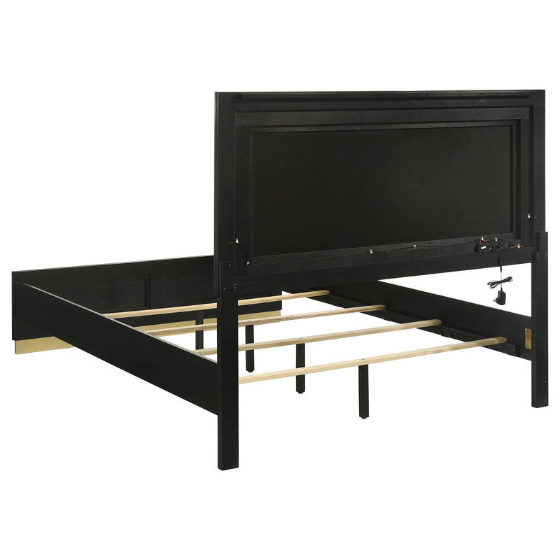 Caraway Wood Eastern King LED Panel Bed Black - 224781KE