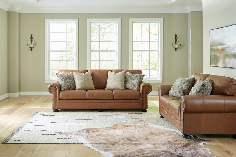 Carianna Caramel Leather Living Room Set - Lara FurnitureLiving Room Set
