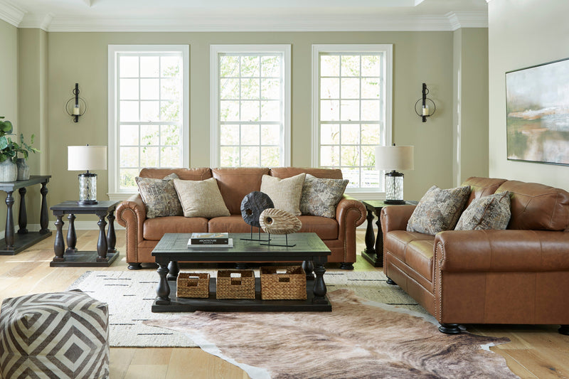 Carianna Caramel Leather Living Room Set - Lara FurnitureLiving Room Set