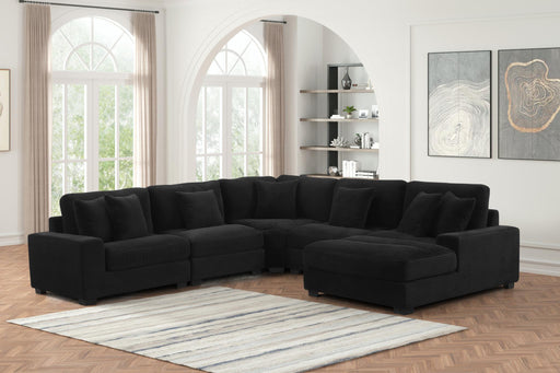 Carla - Black 5PC Sectional (LAF Chair, 2 Armless Chairs, Wedge and RAF Chaise ) - S515-Sectional-5PC