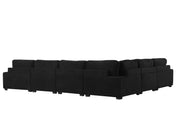 Carla - Black 6PC Sectional (LAF Chair, 3 Armless Chairs, Wedge and RAF Chaise ) - S515-Sectional