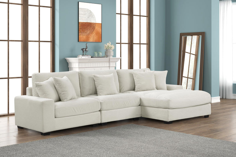 Carla - Cream 3PC Sectional (LAF Chair, Armless Chair and RAF Chaise ) - S517-Sectional-3PC