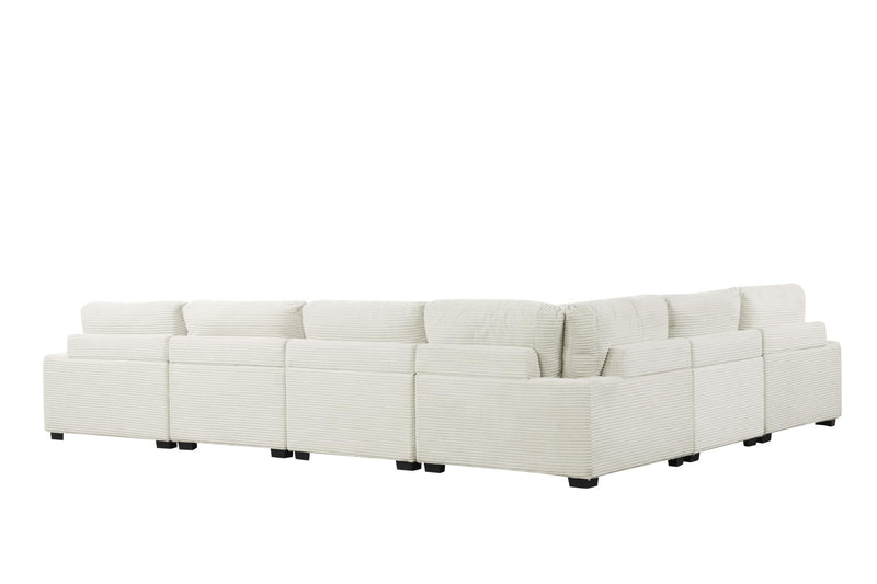 Carla - Cream 6PC Sectional (LAF Chair, 3 Armless Chairs, Wedge and RAF Chaise ) - S517-Sectional