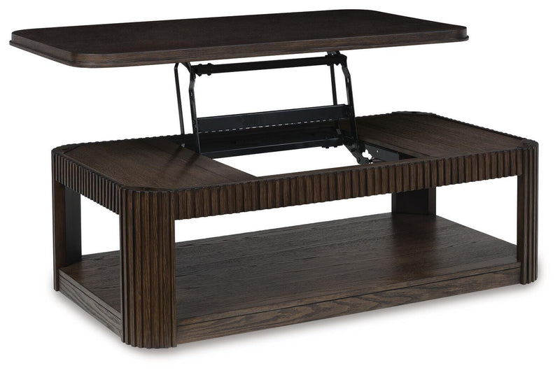 Carlibrie Warm Brown Lift-Top Coffee Table - T700-9