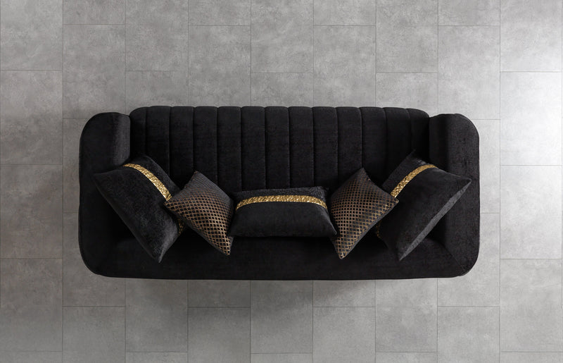 Carlina Black Velvet Sofa - CARLINABK-S