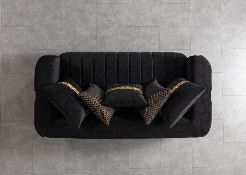 Carlina Black Velvet Sofa & Loveseat - CARLINABK-SL