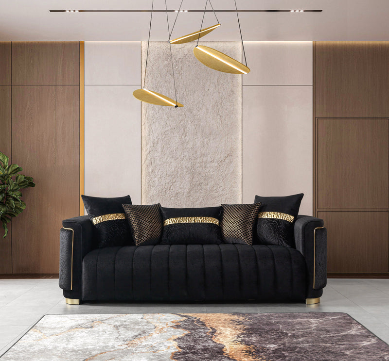 Carlina Black Velvet Sofa & Loveseat - CARLINABK-SL