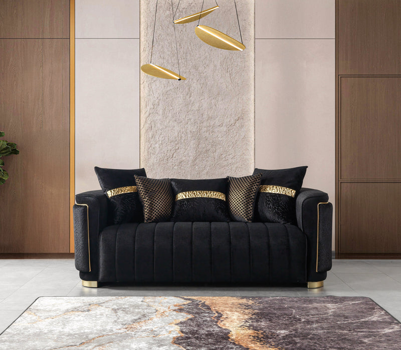 Carlina Black Velvet Sofa & Loveseat - CARLINABK-SL