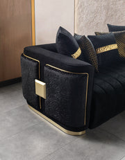 Carlina Black Velvet Sofa & Loveseat - CARLINABK-SL