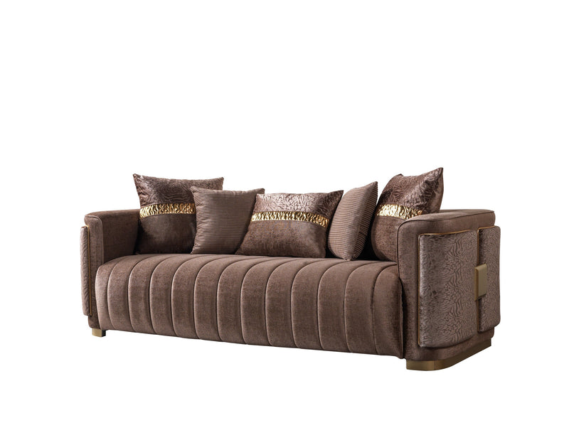Carlina Coffee Velvet Sofa & Loveseat - CARLINACOF-SL