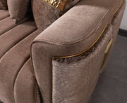 Carlina Coffee Velvet Sofa & Loveseat - CARLINACOF-SL
