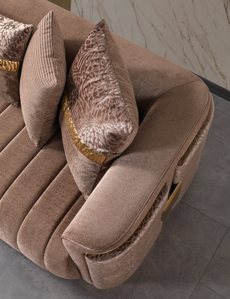 Carlina Coffee Velvet Sofa & Loveseat - CARLINACOF-SL