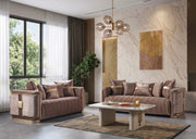 Carlina Coffee Velvet Sofa & Loveseat - CARLINACOF-SL