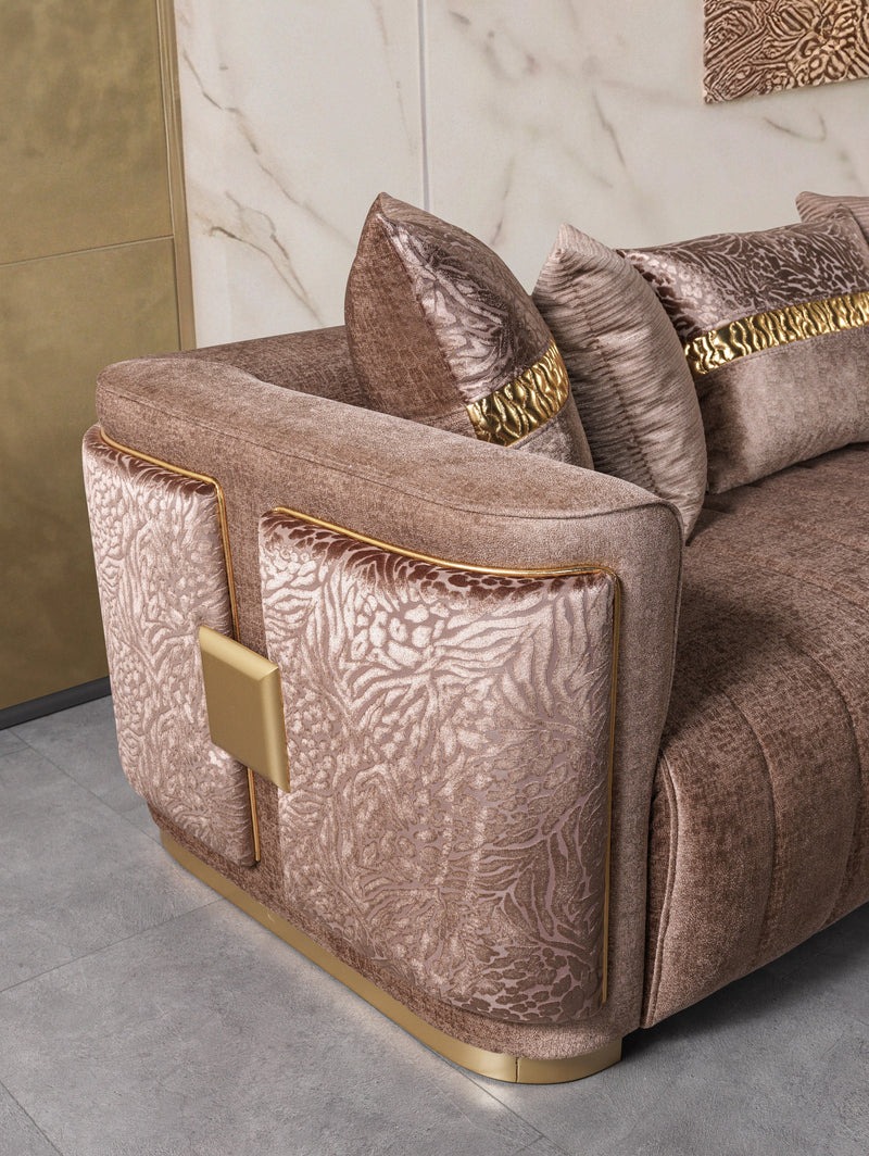 Carlina Coffee Velvet Sofa & Loveseat - CARLINACOF-SL