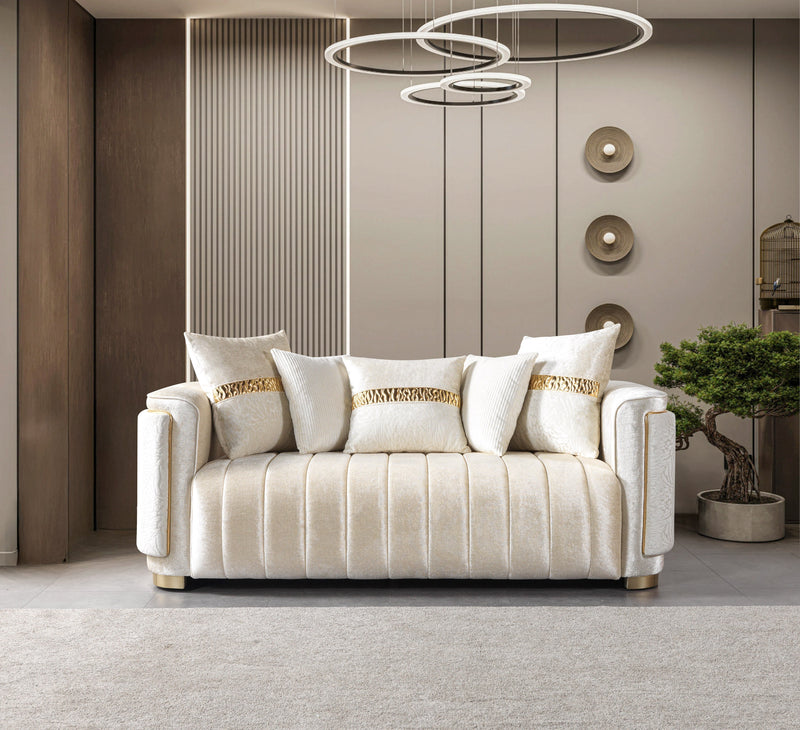 Carlina Ivory Velvet Loveseat - CARLINAIV-L