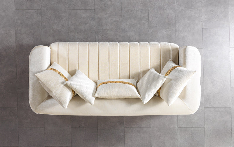 Carlina Ivory Velvet Sofa & Loveseat - CARLINAIV-SL