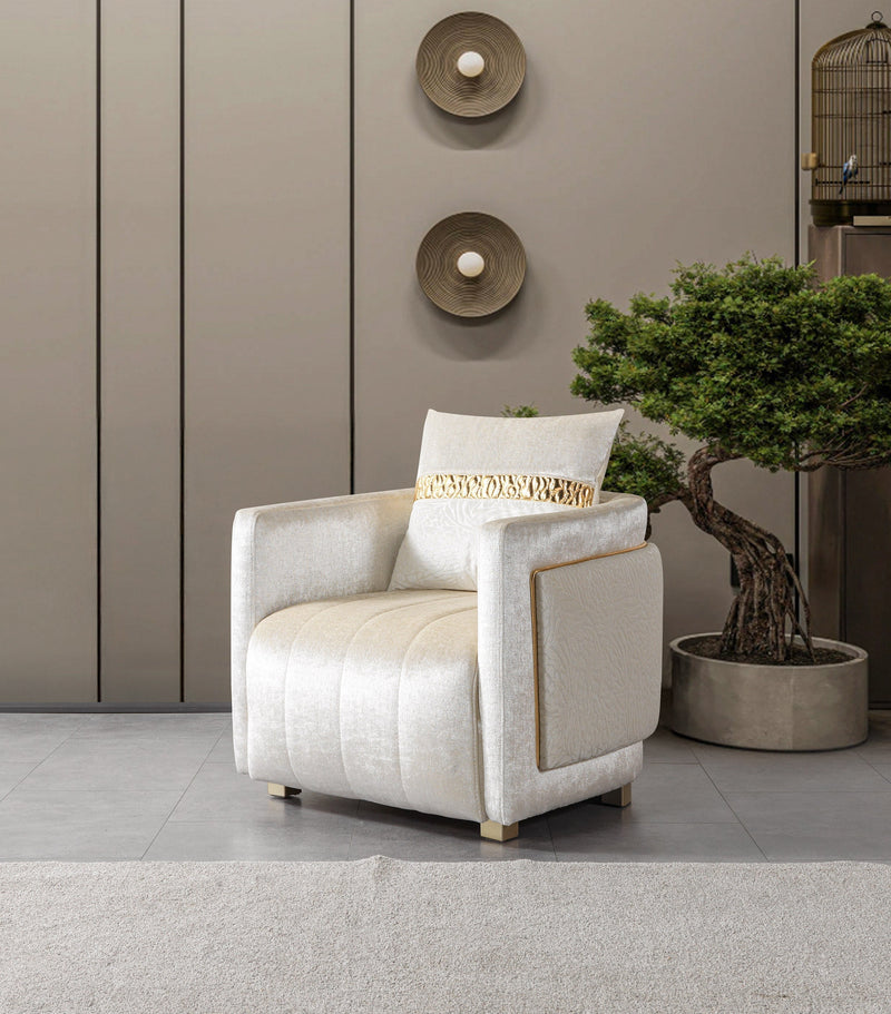 Carlina Ivory Velvet Sofa & Loveseat - CARLINAIV-SL