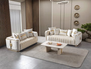 Carlina Ivory Velvet Sofa & Loveseat - CARLINAIV-SL