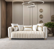 Carlina Ivory Velvet Sofa & Loveseat - CARLINAIV-SL