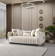 Carlina Ivory Velvet Sofa & Loveseat - CARLINAIV-SL