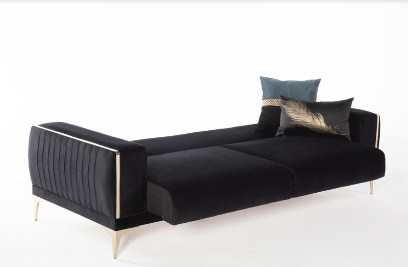 Carlino 3 Seat Sleeper (Napoly Black) 4 Pieces - Lara FurnitureSleeper Sofa