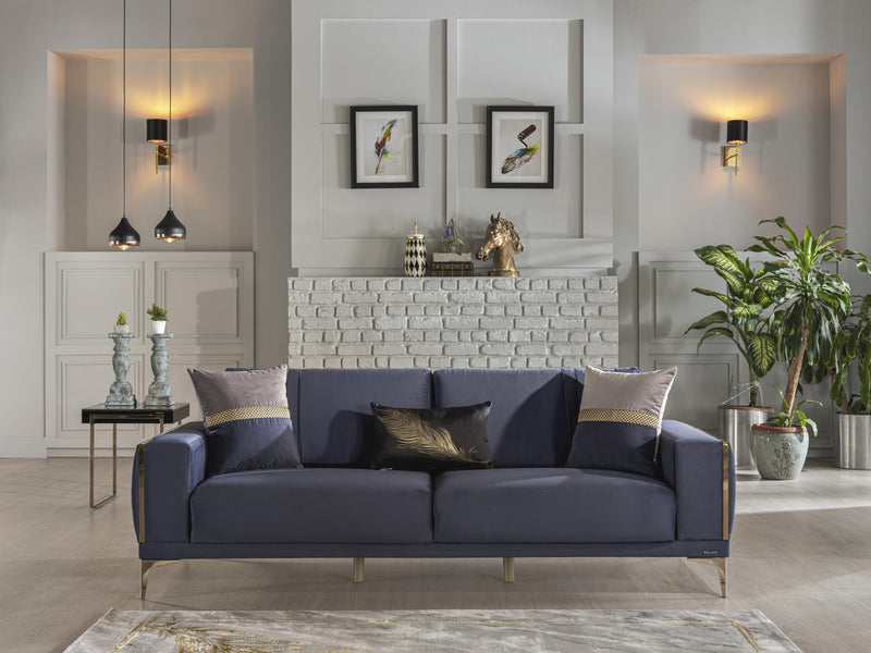 Carlino Love Seat (Napoly Navy Blue) 4 Pieces - Lara FurnitureLoveseat