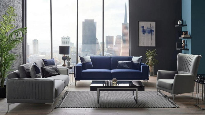 Carlino Sleeper (Napoly Navy Blue & Gray) Living Room Set - Lara FurnitureLiving Room Set