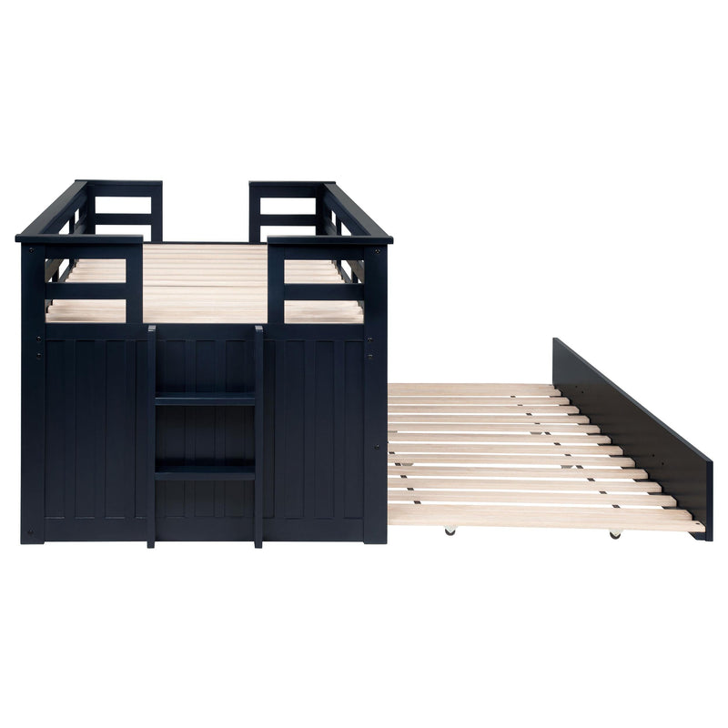Carlsbad Wood Twin Captains Bed With Trundle Navy Blue - 401980T