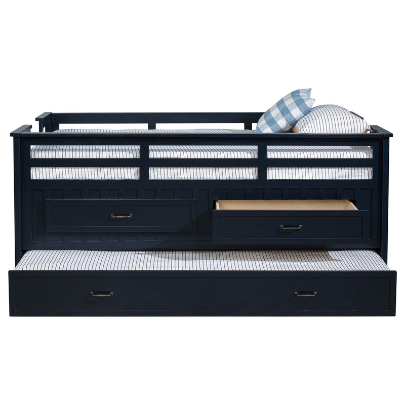 Carlsbad Wood Twin Captains Bed With Trundle Navy Blue - 401980T