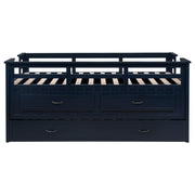 Carlsbad Wood Twin Captains Bed With Trundle Navy Blue - 401980T