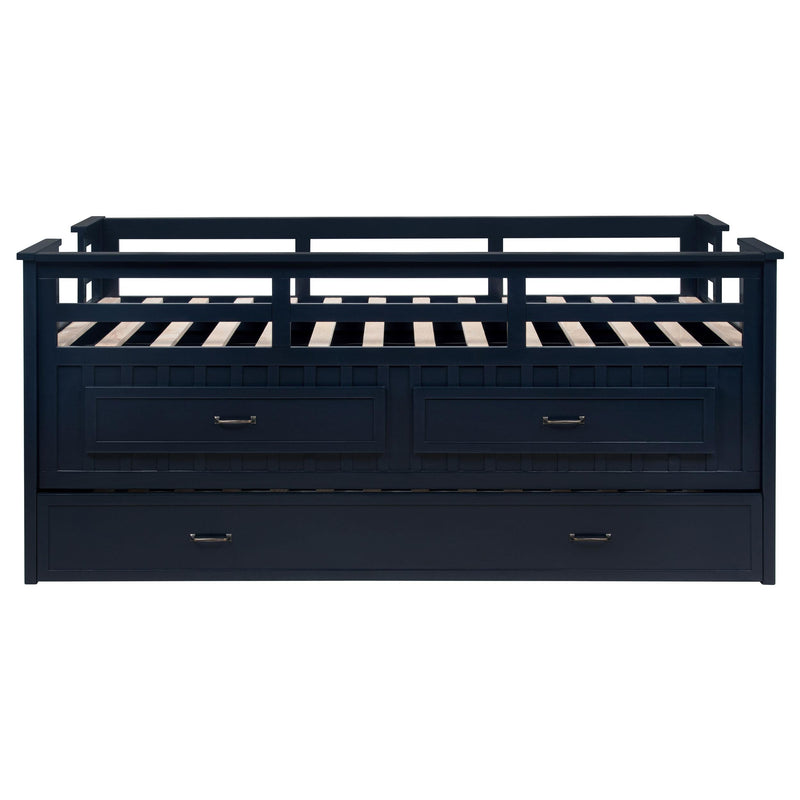 Carlsbad Wood Twin Captains Bed With Trundle Navy Blue - 401980T
