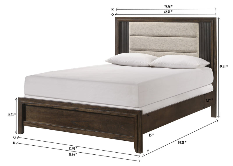 Carlton Brown Queen Panel Bed - Lara FurnitureQueen Bed