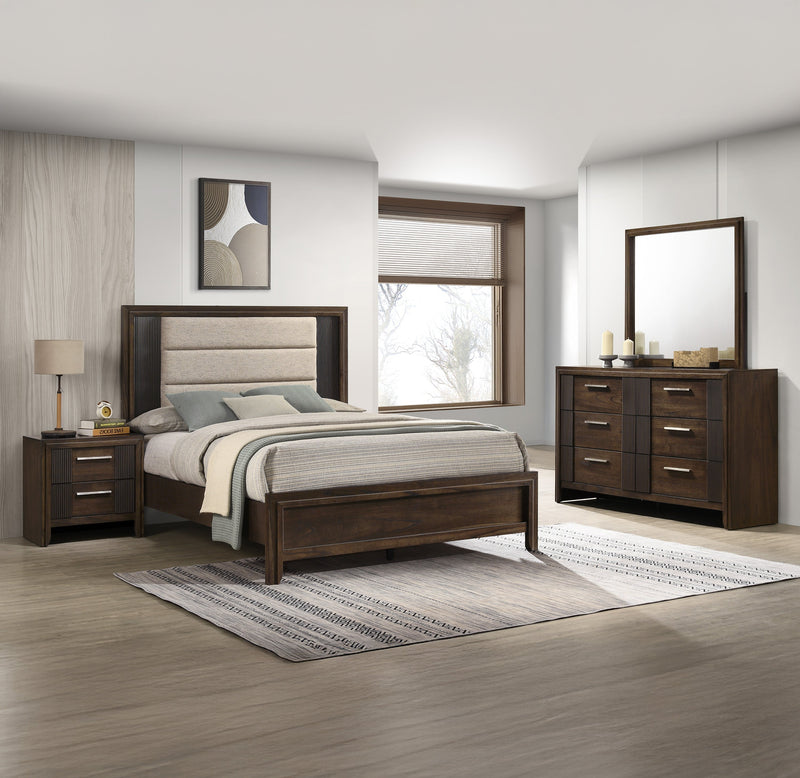 Carlton Brown Upholstered Panel Bedroom Set - Lara FurnitureBedroom Set
