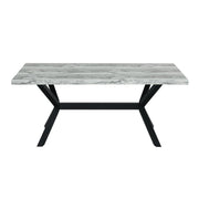 Carmen - Black & White Rectangular Shape Dining Table with Faux Marble Top - D212-Table