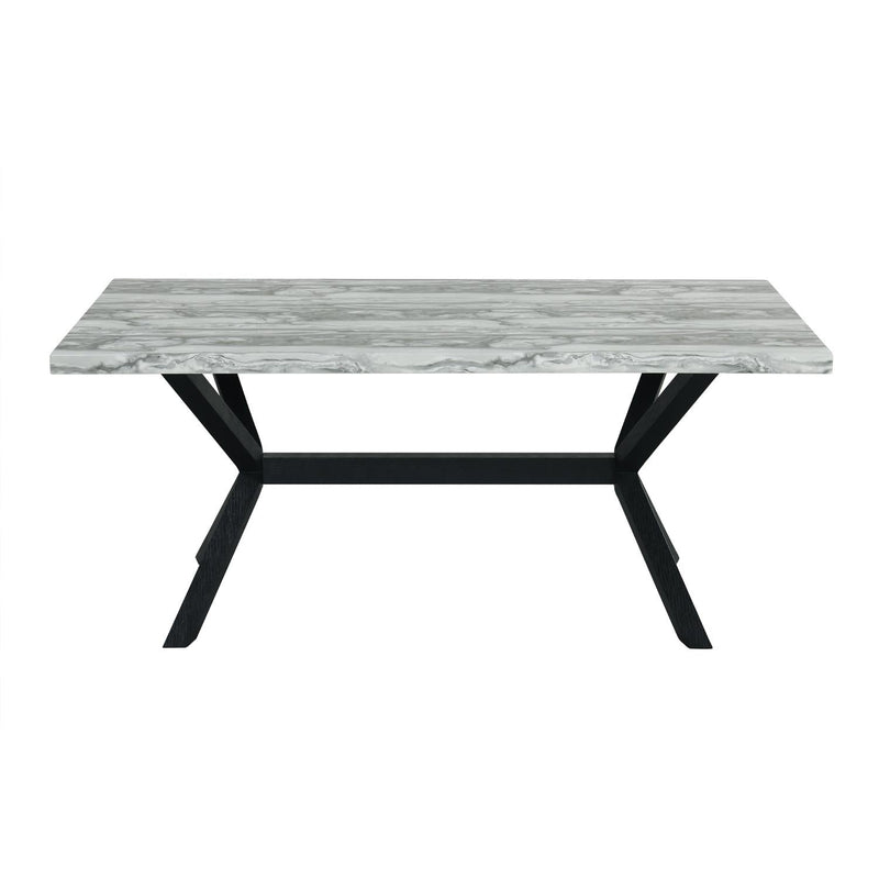 Carmen - Black & White Rectangular Shape Dining Table with Faux Marble Top - D212-Table