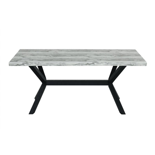 Carmen - Black & White Rectangular Shape Dining Table with Faux Marble Top - D212-Table