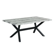Carmen - Black & White Rectangular Shape Dining Table with Faux Marble Top - D212-Table