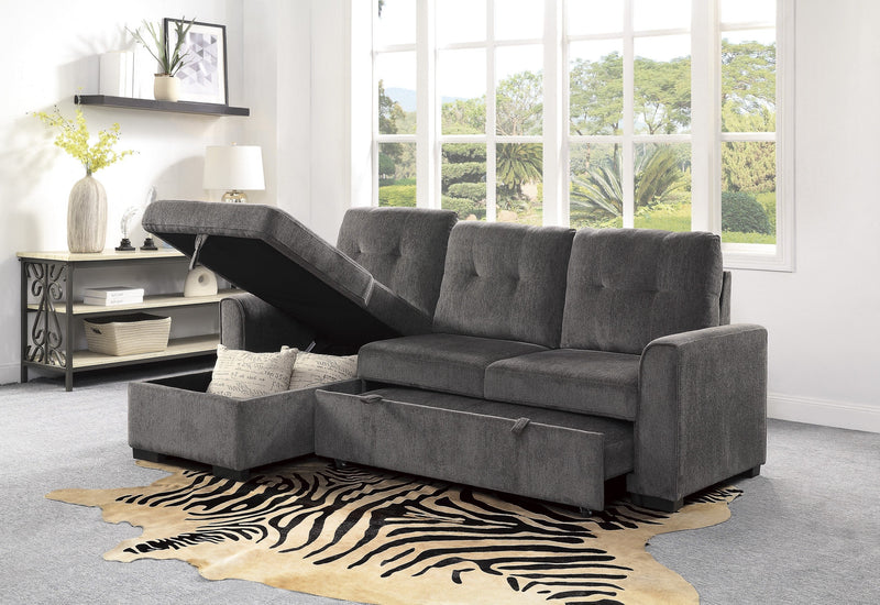 Carolina Gray Reversible Sleeper Sectional with Storage - Lara FurnitureSleeper Sectional