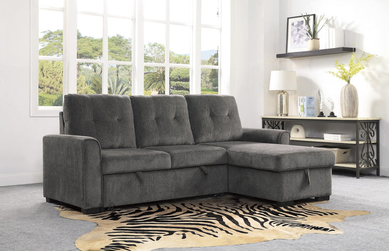 Carolina Gray Reversible Sleeper Sectional with Storage - Lara FurnitureSleeper Sectional