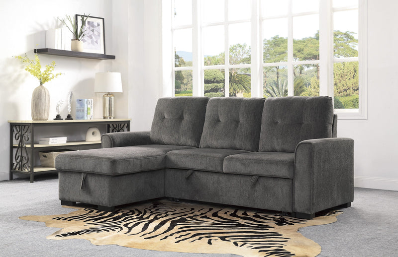 Carolina Gray Reversible Sleeper Sectional with Storage - Lara FurnitureSleeper Sectional